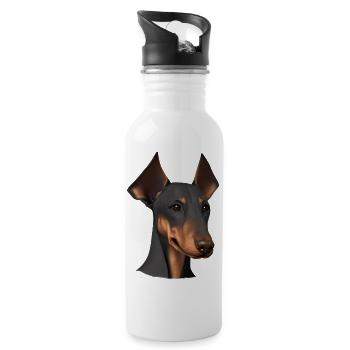 Doberman Doberman chiot chien Doberman dresseur - Gourde avec paille intégrée - blanc - Droite