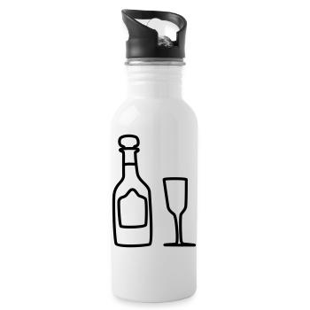 sekt mit glas 1 - Trinkflasche mit integriertem Trinkhalm - Weiß - Rechts