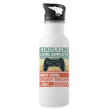 Einzelkind Level komplett Großer Bruder Gamer - Trinkflasche mit integriertem Trinkhalm - Weiß - Rechts