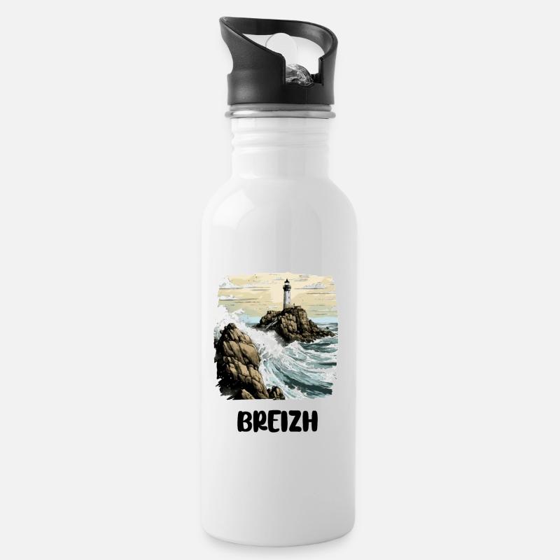 Phare Breton - Gourde avec paille intégrée - blanc