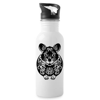 Ratte Maus Nagetier Ratten - Trinkflasche mit integriertem Trinkhalm - Weiß - Rechts