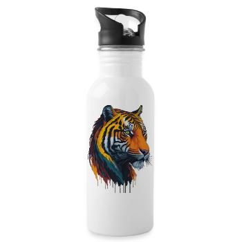 Tiger I Big Cat of the Jungle I Gift - Water bottle with straw - white - Right