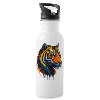 Tiger I Big Cat of the Jungle I Gift - Water bottle with straw - white - Right
