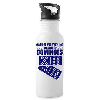 Domino Design - Trinkflasche mit integriertem Trinkhalm - Weiß - Rechts