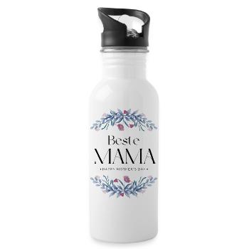 beste mama - happy mothers day - Trinkflasche mit integriertem Trinkhalm - Weiß - Rechts