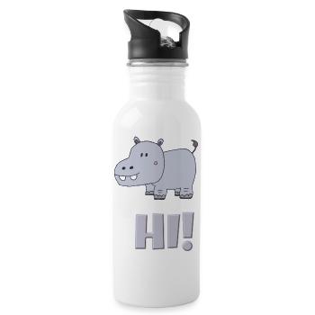 nilpferd hi - Trinkflasche mit integriertem Trinkhalm - Weiß - Rechts