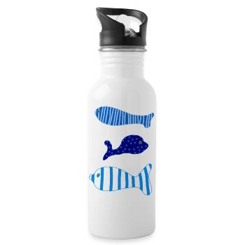 Drei Fische - Trinkflasche mit integriertem Trinkhalm - Weiß - Rechts