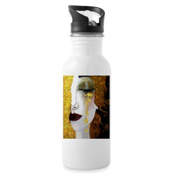 Golden Tears, Gustav Klimt - Water bottle with straw - white - Right