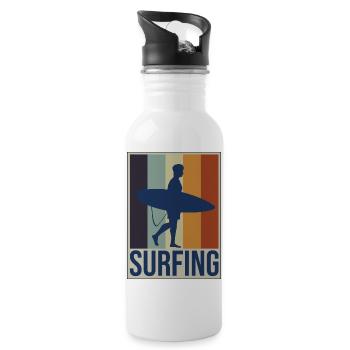 Surfing Surfboard Surfer Wassersport - Trinkflasche mit integriertem Trinkhalm - Weiß - Rechts