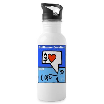 Art Love - Water bottle with straw - white - Right