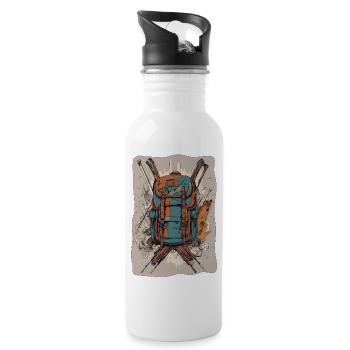 Backpack / Outdoor / Travel / Adventure / Hiking - Water bottle with straw - white - Right