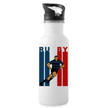 Rugby player on a tricolour background - Water bottle with straw - white - Right