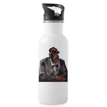 alter Mann - Trinkflasche mit integriertem Trinkhalm - Weiß - Rechts