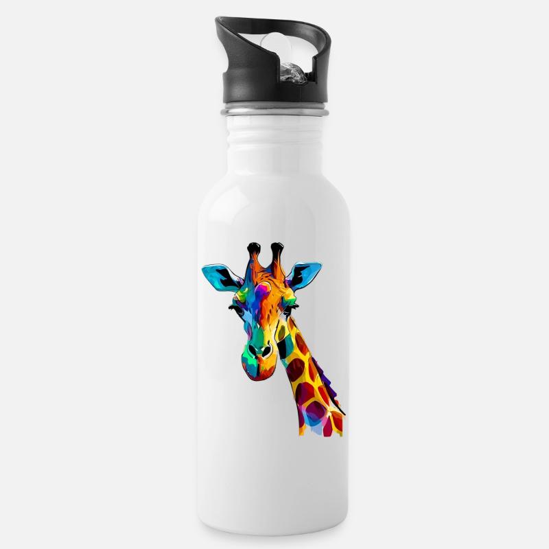 Girafe - Gourde avec paille intégrée - blanc