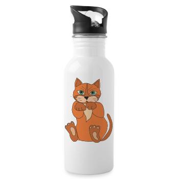 Cute cat - Water bottle with straw - white - Right