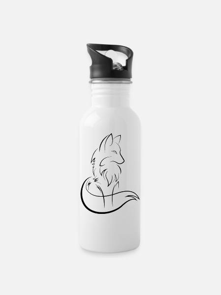 Fuchs Fox Symbol icon Kunst Illustration Grafik - Trinkflasche mit integriertem Trinkhalm - Weiß