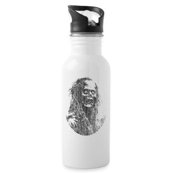 Übel böse Zombie Untoter - Trinkflasche mit integriertem Trinkhalm - Weiß - Rechts