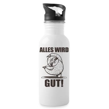 Alles wird gut! - Trinkflasche mit integriertem Trinkhalm - Weiß - Rechts