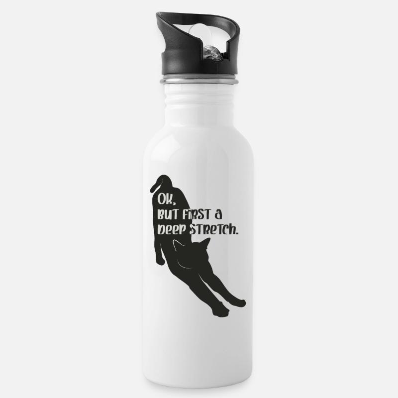 Cat Yoga "deep stretch" - Water bottle with straw - white