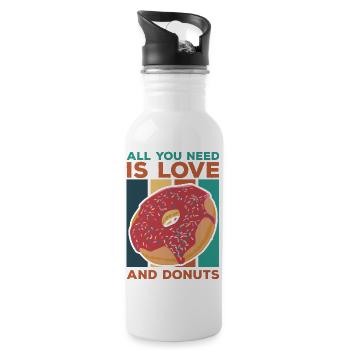 love and donuts - Water bottle with straw - white - Right