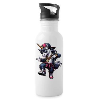 Licorne Hip Hop Einhorn - Gourde avec paille intégrée - blanc - Droite