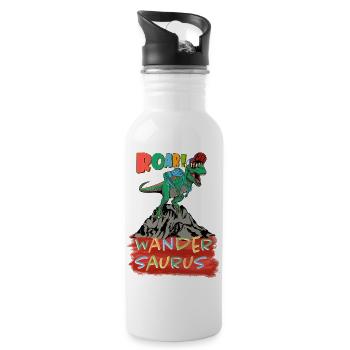 Dinosaurier T-Rex Wandersaurus - Wandern mit Kind - Trinkflasche mit integriertem Trinkhalm - Weiß - Rechts