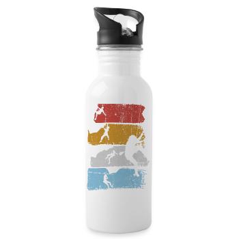 Surf Stripes Silhouette - Water bottle with straw - white - Right