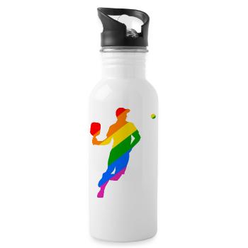 LGBTQ Pickleball - Trinkflasche mit integriertem Trinkhalm - Weiß - Rechts