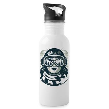 Skiing Schihaserl Ski Lift Ski Holidays Winter Sports - Water bottle with straw - white - Right