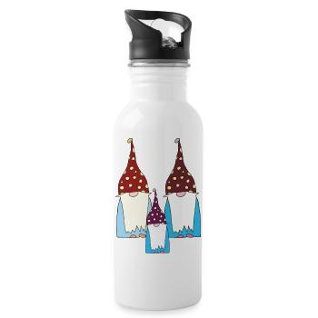 Gnomes nains grands et petits - Gourde avec paille intégrée - blanc - Droite