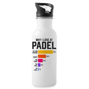 Warum verliere ich bei Padel - Paddle Tennis Fun - Trinkflasche mit integriertem Trinkhalm - Weiß - Rechts