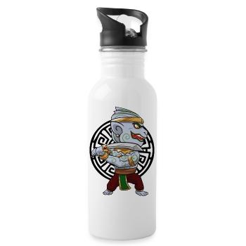 Cambodia Temple Khmer Vintage Flag I Gift - Water bottle with straw - white - Right