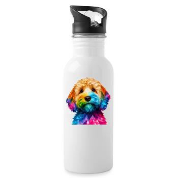 Cockapoo museau de chien géométrique moderne - Gourde avec paille intégrée - blanc - Droite
