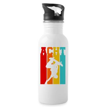 Acht Jahre alt - Alter - Geburtstag - Kind - Trinkflasche mit integriertem Trinkhalm - Weiß - Rechts