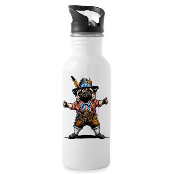 Pug dog Bayern - Water bottle with straw - white - Right