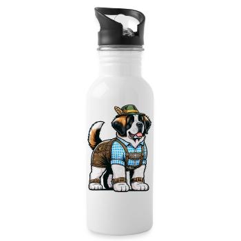 St. Bernard Dog Bavaria - Water bottle with straw - white - Right