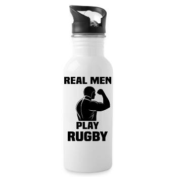 Echte Männer spielen Rugby - Trinkflasche mit integriertem Trinkhalm - Weiß - Rechts