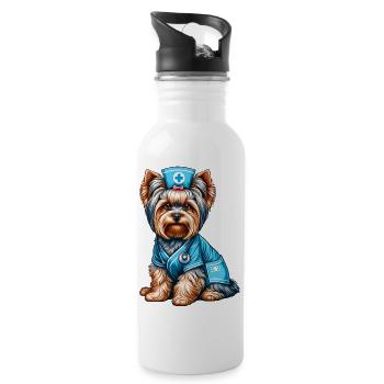 Infirmière Yorkshire Terrier - Gourde avec paille intégrée - blanc - Droite