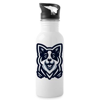 Doggy: Illustration of a Friend - Water bottle with straw - white - Right