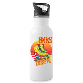 Patins à roulettes 80's Retro Vintage - Gourde avec paille intégrée - blanc - Droite