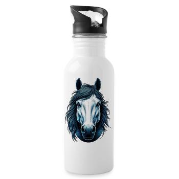 Cheval - Gourde avec paille intégrée - blanc - Droite