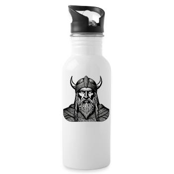 Fier guerrier viking germanique - Gourde avec paille intégrée - blanc - Droite