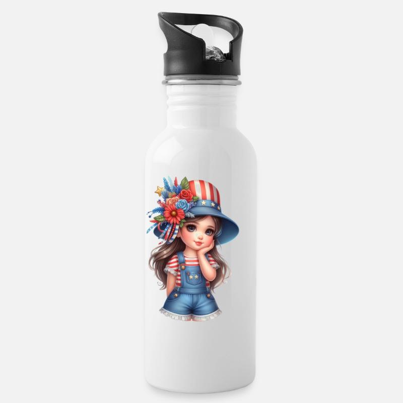 USA Girly si doux comme un Bosh - Gourde avec paille intégrée - blanc
