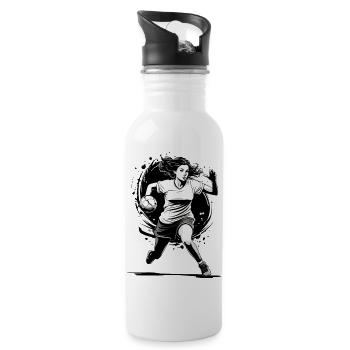 Handballerin Streetwear Ikonischer Style - Trinkflasche mit integriertem Trinkhalm - Weiß - Rechts