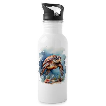 Sea's turtle under water - Water bottle with straw - white - Right