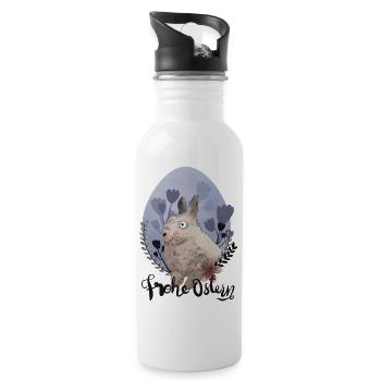 Easter Bunny Illustration Happy Easter - Water bottle with straw - white - Right