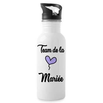 COUPLE. JUST MARRIED. EVJF. SAINT VALENTIN. LOVE. - Gourde avec paille intégrée - blanc - Droite