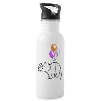 Pridosaur Dinosaurier lesbisch - Trinkflasche mit integriertem Trinkhalm - Weiß - Rechts