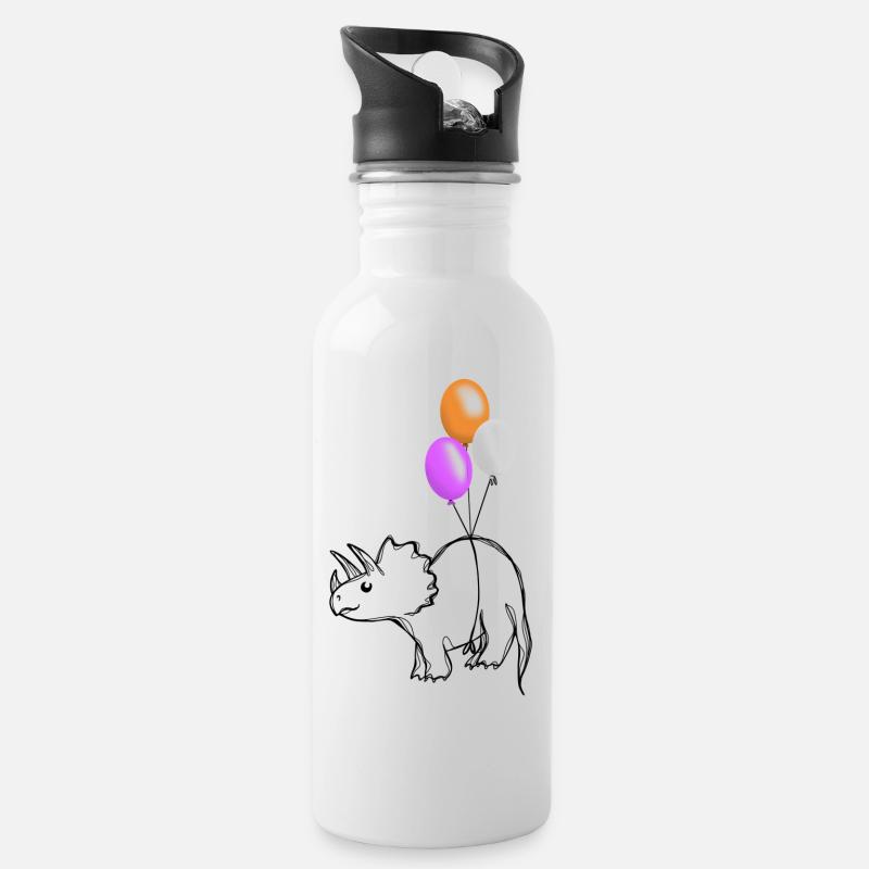 Pridosaur Dinosaurier lesbisch - Trinkflasche mit integriertem Trinkhalm - Weiß