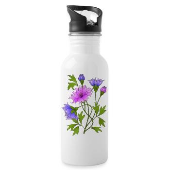 Flowers - Water bottle with straw - white - Right